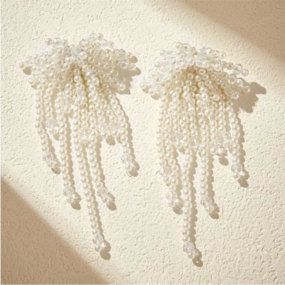 NWOT Marley Beaded Statement Tassel Earrings